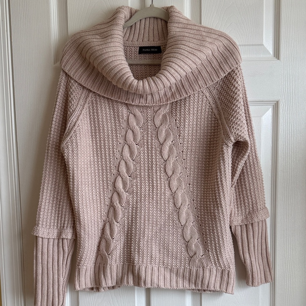 Ivanka Trump Light Pink Cowl Neck Sweater
